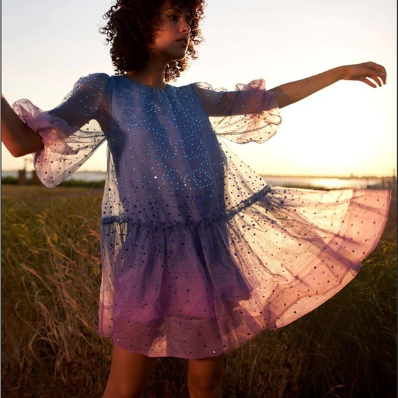 NWT Cynthia Rowley Rhinestone Tallulah Ombré Organza Maxi Dress Size Small - Picture 1 of 16